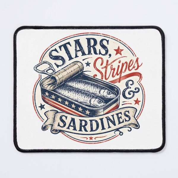 Item preview, Stars Stripes And Sardines Vintage Patriotic Tinned Fish Graphic designed and sold by Craft Design Alchemy.