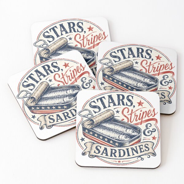 Item preview, Stars Stripes And Sardines Vintage Patriotic Tinned Fish Graphic designed and sold by Craft Design Alchemy.