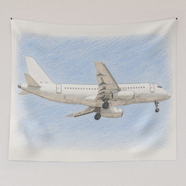 Item preview, Airplane on Final Approach – Colored Pencil Aviation Illustration designed and sold by EMairplanes.