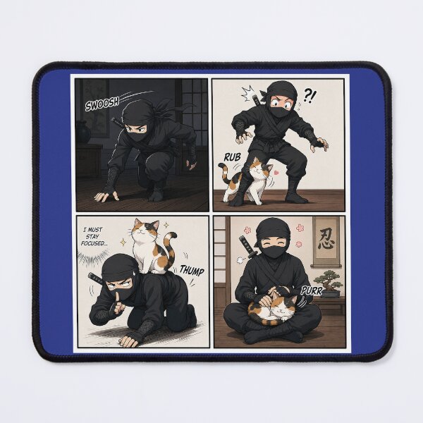 Item preview, Ninja vs Cat — The Ultimate Defeat (4-Panel Comic) designed and sold by Aguri-tei.