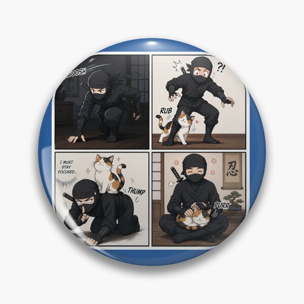 Item preview, Ninja vs Cat — The Ultimate Defeat (4-Panel Comic) designed and sold by Aguri-tei.