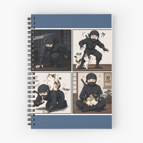 Item preview, Ninja vs Cat — The Ultimate Defeat (4-Panel Comic) designed and sold by Aguri-tei.