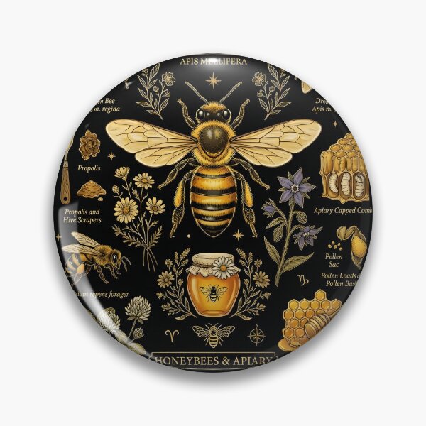 Item preview, Vintage Honeybees Apiary Chart Botanical Gold Infographic designed and sold by KINKDesign.