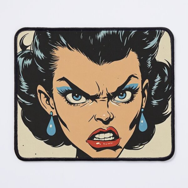 Item preview, Retro Femme Fatale Caricature | Vintage 1950s Angry Woman Illustration | Bold Comic Pin-Up Art designed and sold by Resolution Retro.