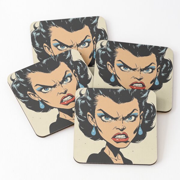 Item preview, Retro Femme Fatale Caricature | Vintage 1950s Angry Woman Illustration | Bold Comic Pin-Up Art designed and sold by Resolution Retro.