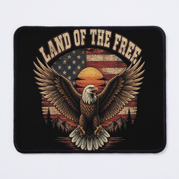 Item preview, Land of the Free Vintage Eagle American Flag Patriotic Sunset designed and sold by ElkasDesign.