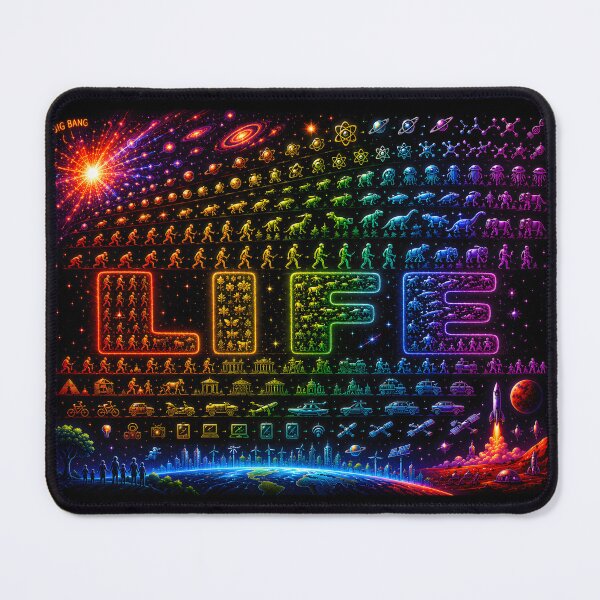Item preview, Life | Big Bang to Future Humanity Rainbow Evolution Space Poster designed and sold by RockyLambda.