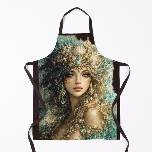 Item preview, Ocean Goddess Fantasy Art | Mermaid Inspired Turquoise & Gold Boho Portrait designed and sold by Ashes to Artistry.