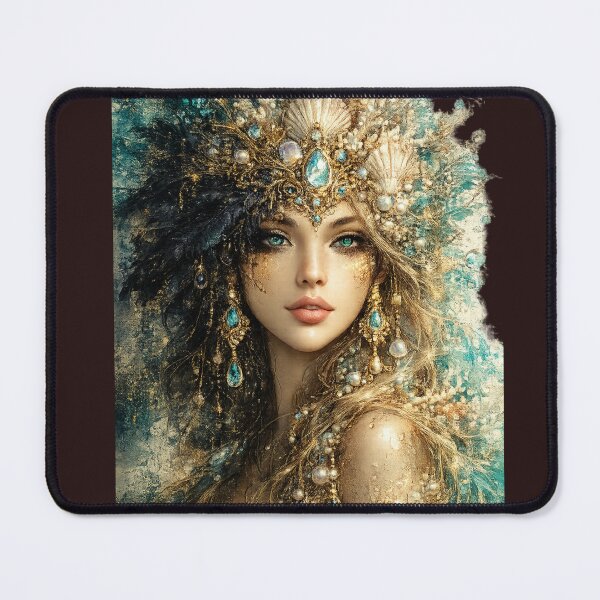 Item preview, Ocean Goddess Fantasy Art | Mermaid Inspired Turquoise & Gold Boho Portrait designed and sold by Ashes to Artistry.