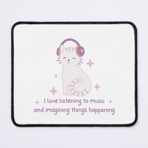 Item preview, Cute Cat Listening to Music and Imagining Things Happening Music Meme designed and sold by winterpumpkin.