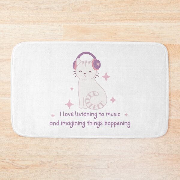 Item preview, Cute Cat Listening to Music and Imagining Things Happening Music Meme designed and sold by winterpumpkin.