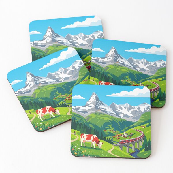 Item preview, Switzerland Travel Poster - Flat & Retro design designed and sold by cocakoki.