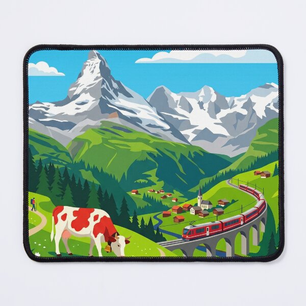 Item preview, Switzerland Travel Poster - Flat & Retro design designed and sold by cocakoki.