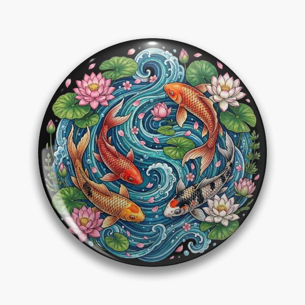 Item preview, Koi Pond Serenity – Lotus Bloom Water Garden designed and sold by Chroma Dreams .