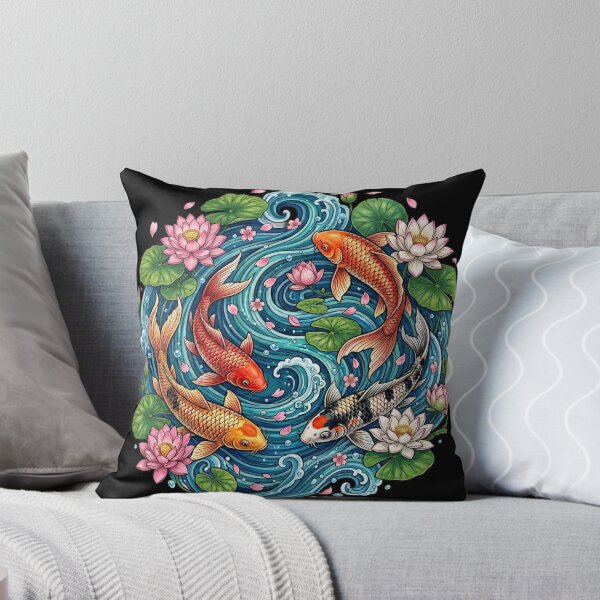 Item preview, Koi Pond Serenity – Lotus Bloom Water Garden designed and sold by Chroma Dreams .