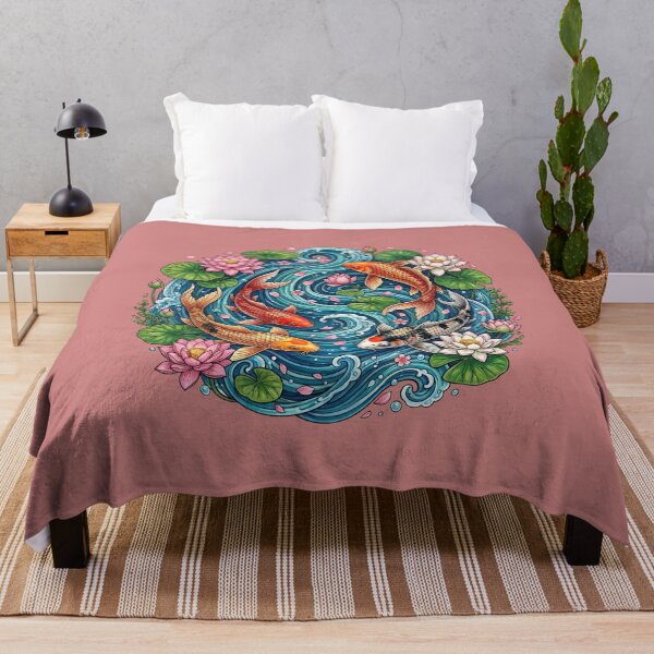 Item preview, Koi Pond Serenity – Lotus Bloom Water Garden designed and sold by Chroma Dreams .