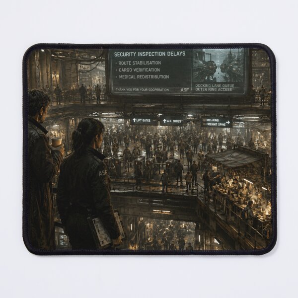 Item preview, Sci-Fi Noir Space Station Transit Market | Dystopian Industrial Future Art designed and sold by Element Horizon Studio.