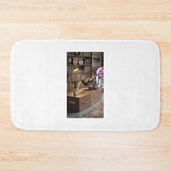 Item preview, Retro Cool Skeleton Lounging on Coffin Sticker designed and sold by mixed art place 0.