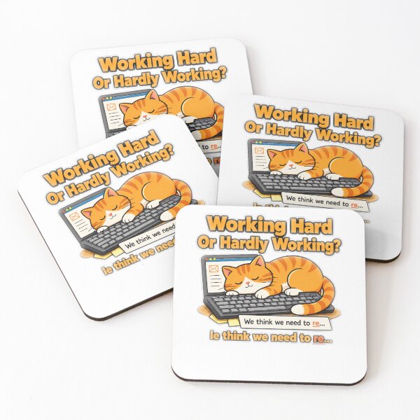 Item preview, Working Hard or Hardly Working Funny Office Cat Design | Lazy Workday Humor designed and sold by KP Creative Co.