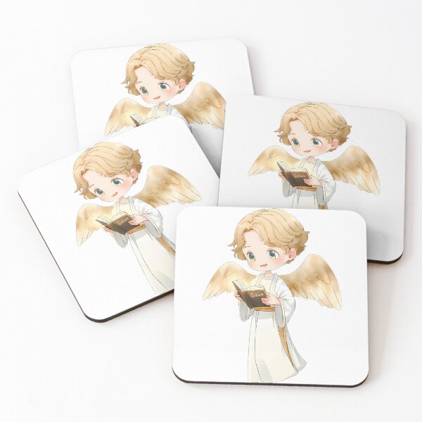 Item preview, Cute Angel Boy Reading Bible Cartoon Art designed and sold by WonderDokkan.
