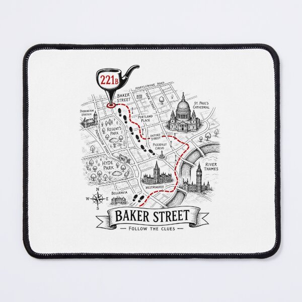 Item preview, Sherlock Holmes Baker Street Follow The Clues London Map Art designed and sold by Fenay Designs.