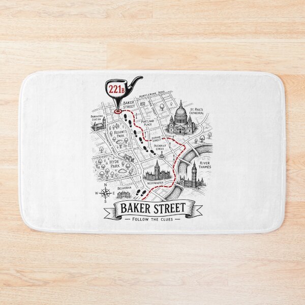 Item preview, Sherlock Holmes Baker Street Follow The Clues London Map Art designed and sold by Fenay Designs.