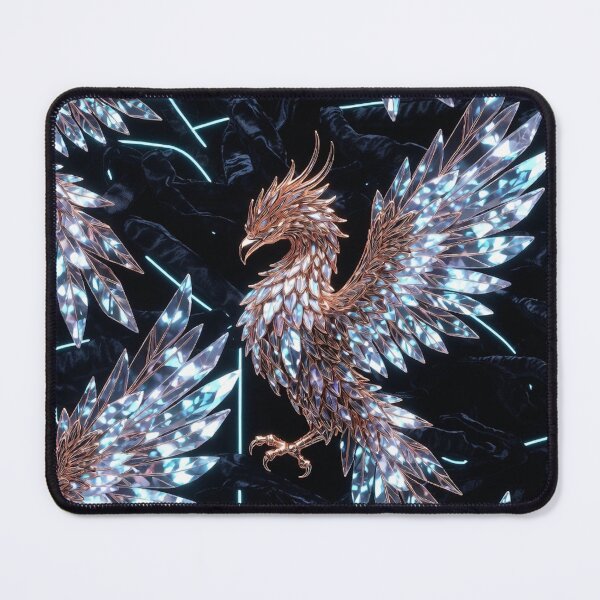 Item preview, Iridescent Phoenix Birds on Dark Background designed and sold by IntelliMindDesigns.