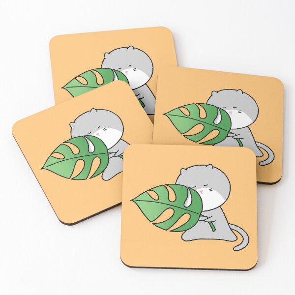 Item preview, Cute Cat Hiding Behind Monstera Leaf Illustration designed and sold by ubborn.