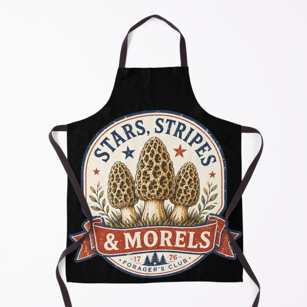 Item preview, Stars Stripes And Morels Vintage Forager Mushroom Graphic designed and sold by Craft Design Alchemy.