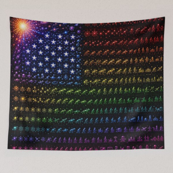 Item preview, Cosmic Evolution American Flag | Big Bang to Humanity Rainbow Science Art designed and sold by RockyLambda.