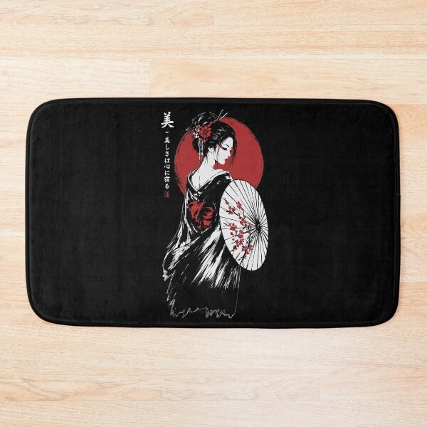 Item preview, Elegant Geisha with Sakura Parasol | Japanese Red Sun Aesthetic Art designed and sold by MonNoir.