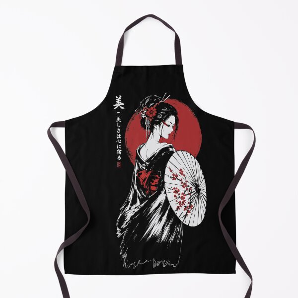 Item preview, Elegant Geisha with Sakura Parasol | Japanese Red Sun Aesthetic Art designed and sold by MonNoir.