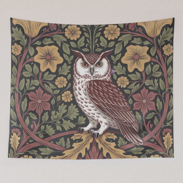 Item preview, William Morris Owl Art Print – Arts and Crafts Botanical Woodland Wall Decor designed and sold by Tamas Das.
