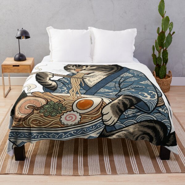 Item preview, Ukiyoe Style Cat Eating Ramen - Japanese Woodblock Aesthetic designed and sold by vekotpu.