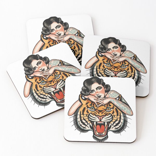 Item preview, Old School Girl and Beast (Female Empowerment) - Mermaid and Tiger designed and sold by Candie_Loudenfrau_Art.