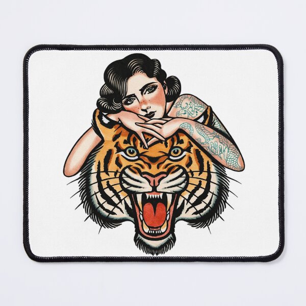 Item preview, Old School Girl and Beast (Female Empowerment) - Mermaid and Tiger designed and sold by Candie_Loudenfrau_Art.