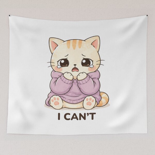Item preview, I Can’t Cat | Cute Kawaii Aesthetic | Overwhelmed Emotional Mood Design designed and sold by The Mood Index.