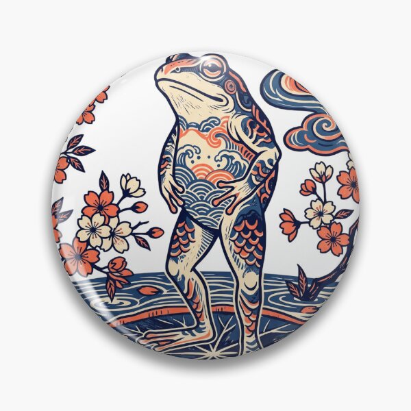 Item preview, Japanese Ukiyo-e Aesthetic Frog Tattoo - realistic frog designed and sold by fit-and-fine26.