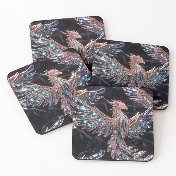 Item preview, Iridescent Blue Copper Phoenix Pattern designed and sold by IntelliMindDesigns.