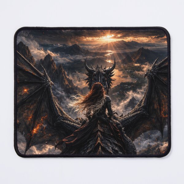Item preview, Epic Dragon Rider Over Storm Clouds | Dark Fantasy Dragon Flight designed and sold by DrakariArt.