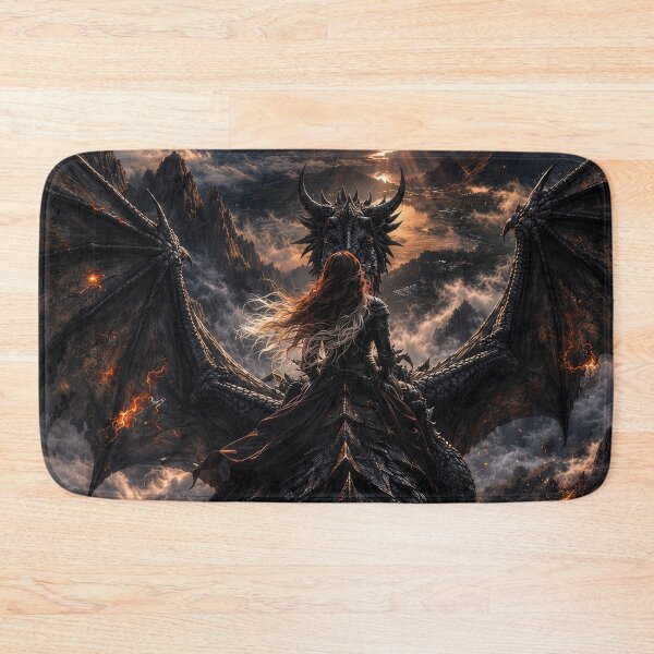 Item preview, Epic Dragon Rider Over Storm Clouds | Dark Fantasy Dragon Flight designed and sold by DrakariArt.