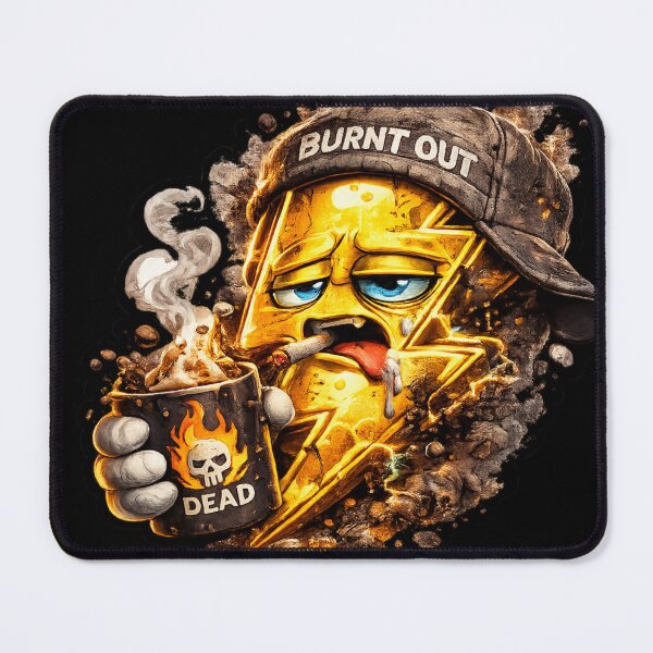 Item preview, Burnout Lightning Bolt | Funny Exhausted Coffee Addict Cartoon Sticker designed and sold by Timeless Junction.