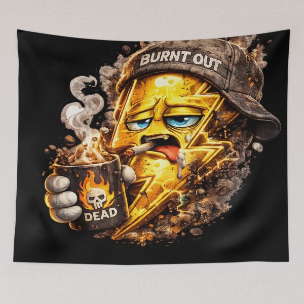 Item preview, Burnout Lightning Bolt | Funny Exhausted Coffee Addict Cartoon Sticker designed and sold by Timeless Junction.