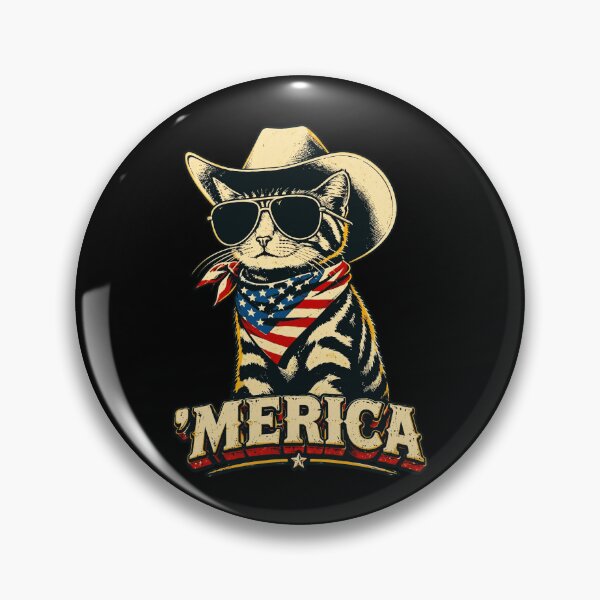 Item preview, Merica Patriotic Cowboy Cat Vintage American Flag Bandana designed and sold by Vermanartist.