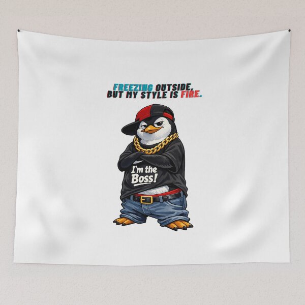 Item preview, Freezin outside– Funny Gangster Penguin Rap Design designed and sold by Rolta.
