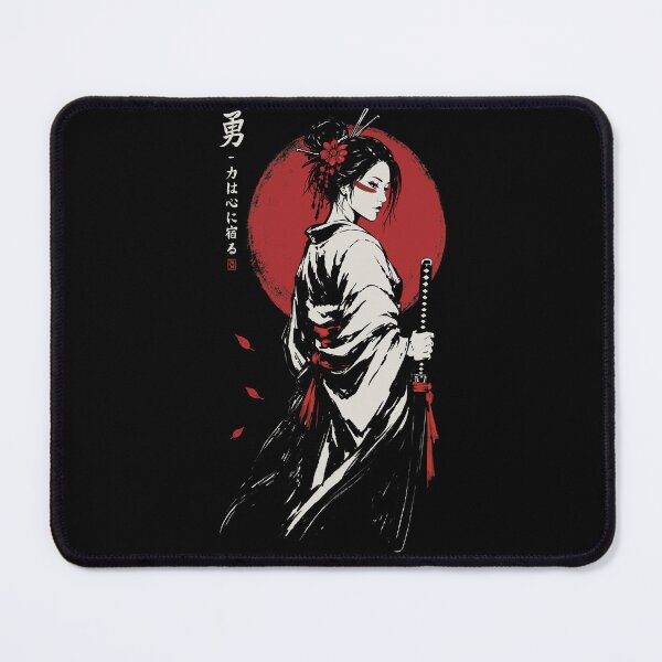 Item preview, Samurai Woman Under Red Sun | Japanese Warrior Art designed and sold by MonNoir.