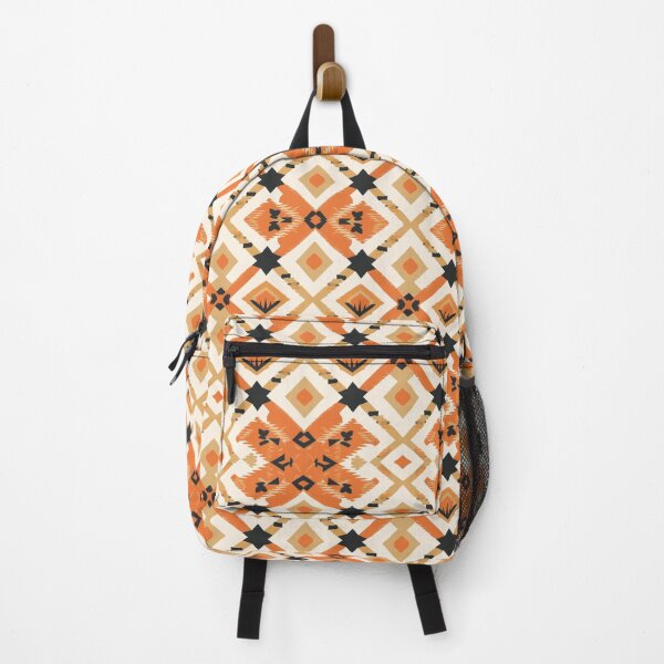Item preview, African Star and Diamond Pattern — Seamless Maximalist Tribal Print in Orange Black and Cream designed and sold by RachaelSam.