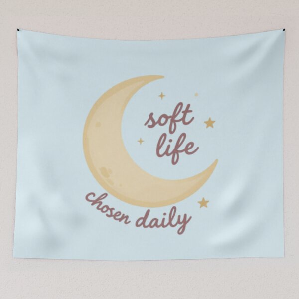 Item preview, Soft Life Chosen Daily – Cozy Minimalist Lunar Typography Art designed and sold by CosmicQuietLab.
