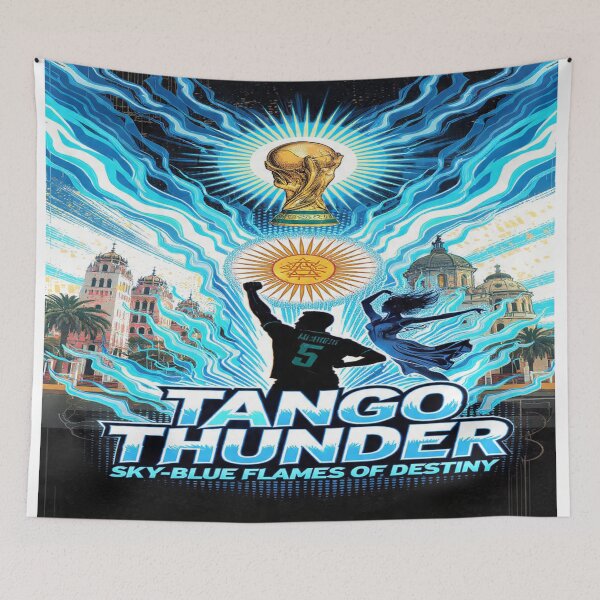Item preview, Argentina — “Tango Thunder: Sky-Blue Flames of Destiny” designed and sold by Twala Design Co..