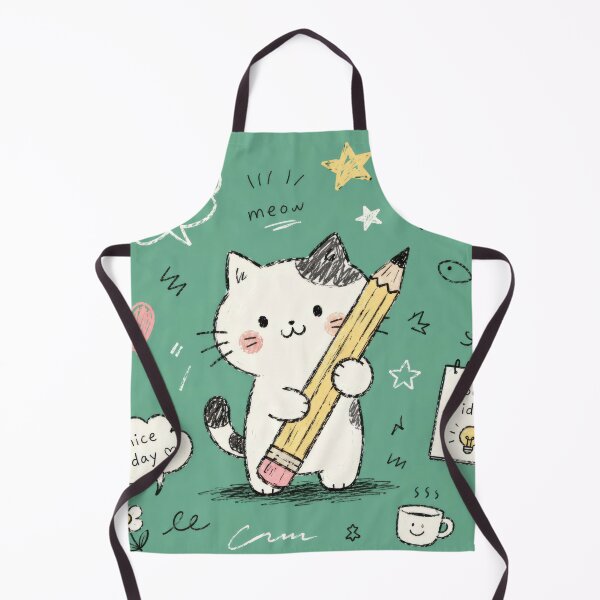 Item preview, Cute Hand Drawn Doodle Cat on Seagreen Background designed and sold by konkapo00.